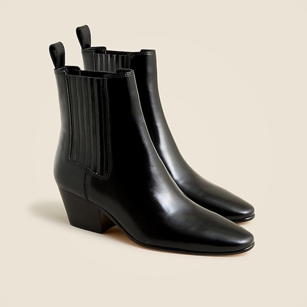 New J. Crew Black Piper Leather Boots Chelsea